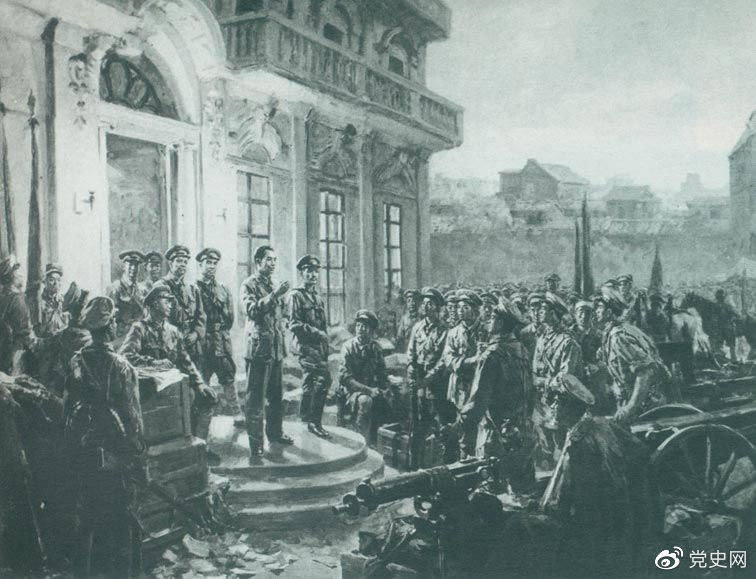 1927年8月1日，南昌起義爆發(fā),標(biāo)志著中國(guó)共產(chǎn)黨獨(dú)立領(lǐng)導(dǎo)革命戰(zhàn)爭(zhēng)、創(chuàng)建人民軍隊(duì)和武裝奪取政權(quán)的開(kāi)端，開(kāi)啟了中國(guó)革命新紀(jì)元。這是《八一起義》油畫。